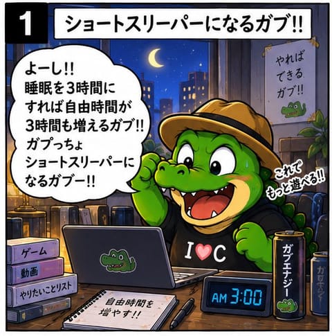 ショートスリーパーを決意！！
#4コマ漫画