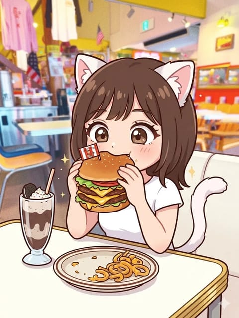 ファンの方が作ってくれたの
かわいくてお気に入り( = ⩊ =)೨ 🩵

ハンバーガー食べてる🥺