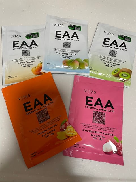 いろんな味ありすぎて選べないからトレーニング中のEAA個包装で買ってみた🏋️‍♀️
タンパク質あと少し足りない時にトレ中