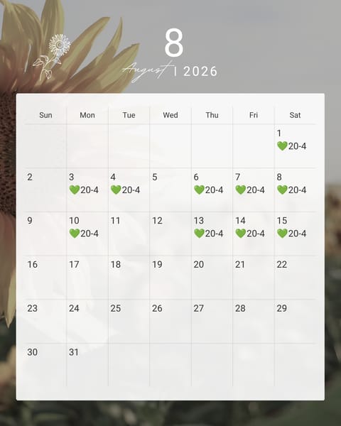 8月前半の予定です🌻
帰省ないのでお盆休みもいます😊