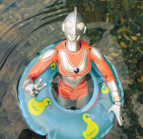 私より川遊びを楽しむウルちゃん

一緒に浮き輪でプカプカしてたら
ウルちゃんが流されて行って、
焦って浮き輪放り投げて
