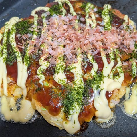 ソース欲に負けてお好み焼き
全体的に茶色です🫢
