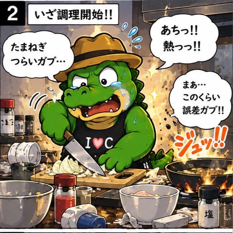 料理人だぞ！ガブっちょ君
#4コマ漫画