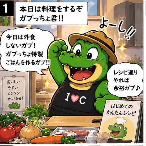料理人だぞ！ガブっちょ君
#4コマ漫画