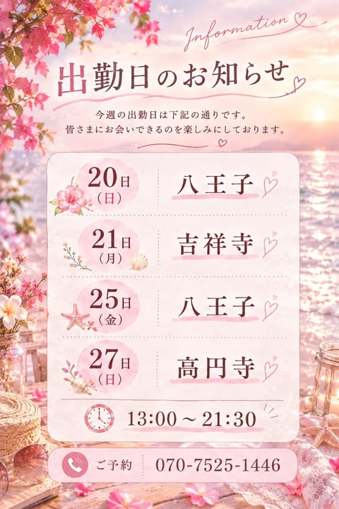 ご予約ありがとうございます💕
お気をつけてお越しくださいね

本日🈵了となりました🙏
次回は20日八王子店です₍ᐢ‥ᐢ