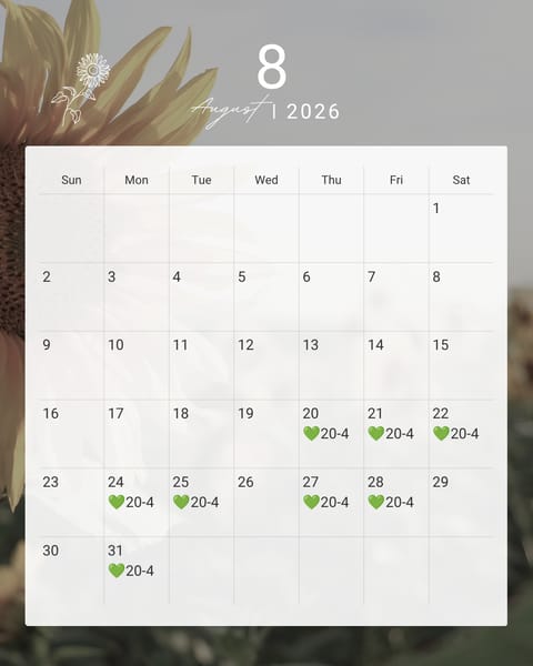 8月後半の予定です🌻

連休だった人たちは
久しぶりのお仕事で疲れてる頃かな🤭